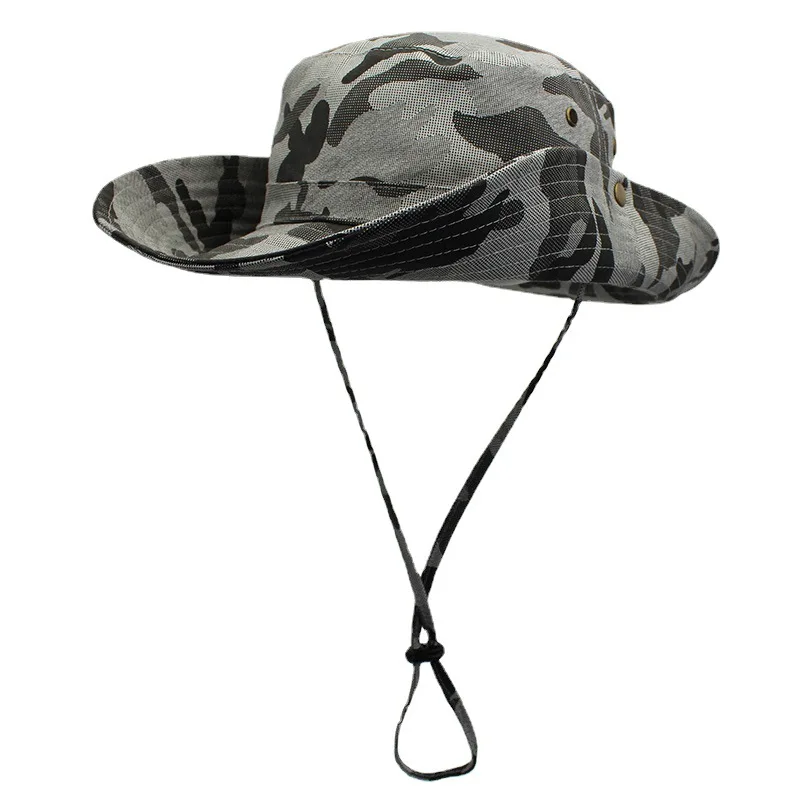 Neutral 100% cotton wide edge shading camo hat fisherman camo bucket hat