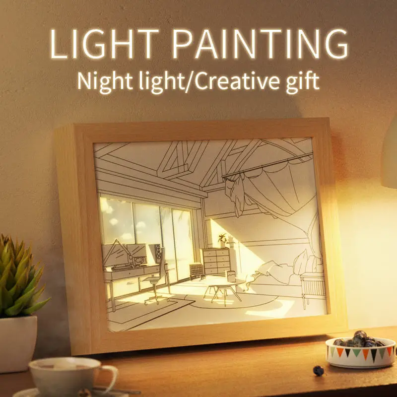 LED light Wooden Photo Frames Home Decoration Picture Frame Frames For Pictures Wooden lamp base led base light for acrylic