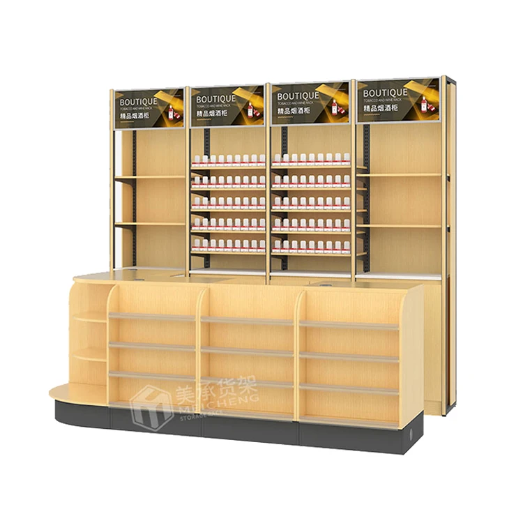 Meicheng Hypermarket Convenient Checkout Counter Cash Table Dimension Cashier Table