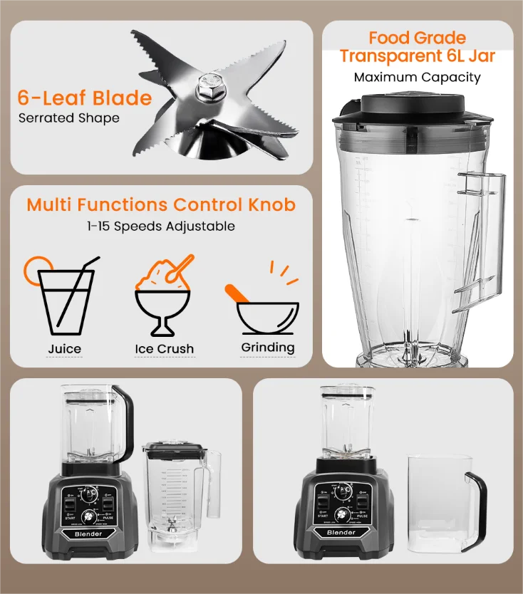 New Arrival Wholesale Mixer Blender Multifunction Multipurpose Blender 3000W Blender