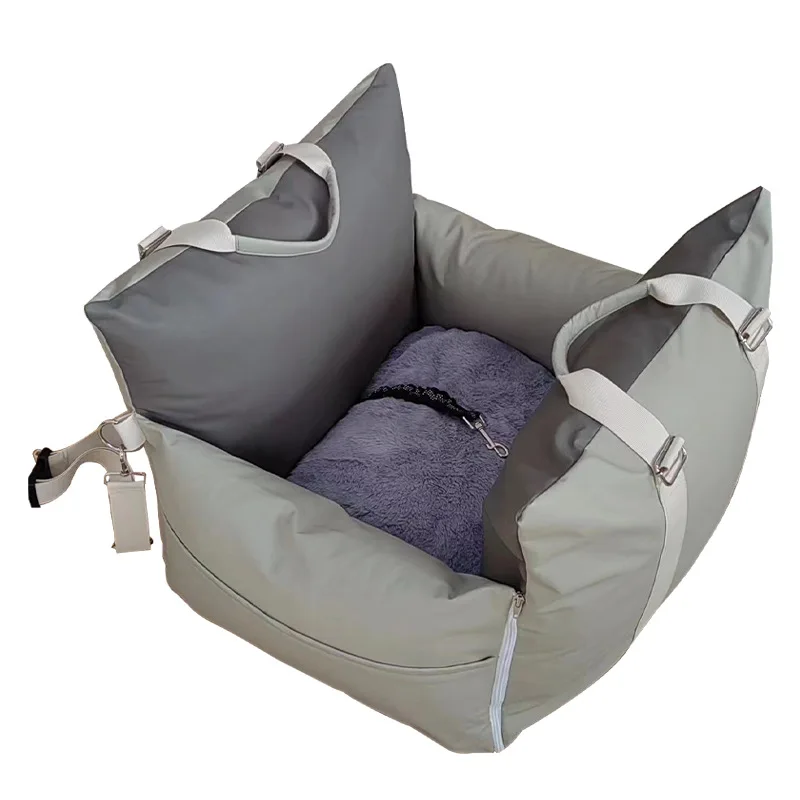 Customized Logo Multifunction Dog Car Seat Travel Dog Bed with Safe Belt and Dog Leash Waterproof Resist Pet Carrier