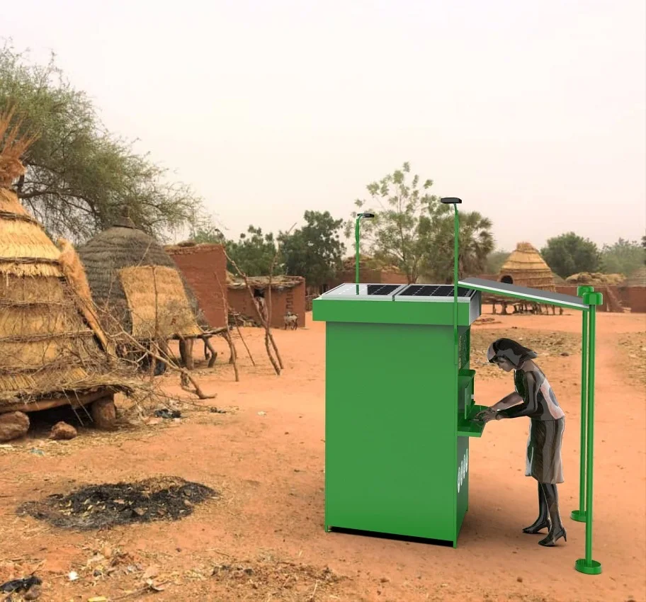 Solar phone charging station prefab house