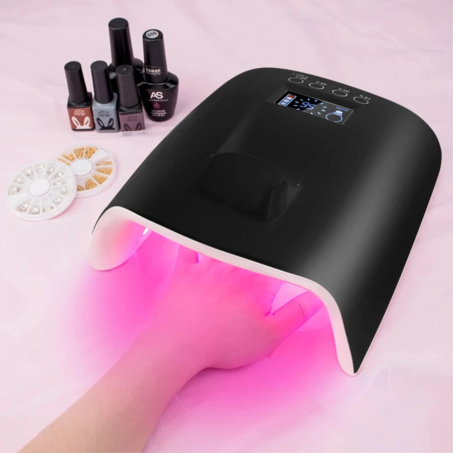 Private Label 60W Fast Curing Nail Gel Cordless Rechargeable Wireless LED UV Nail Lamp For Nail Polish Dryer