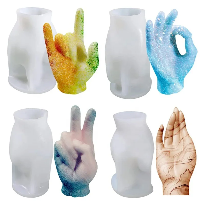 3D Hand Shaped Resin Casting Mold for DIY creative OK gesture candle moulds silicone mold wholesale epoxy hand resin mold