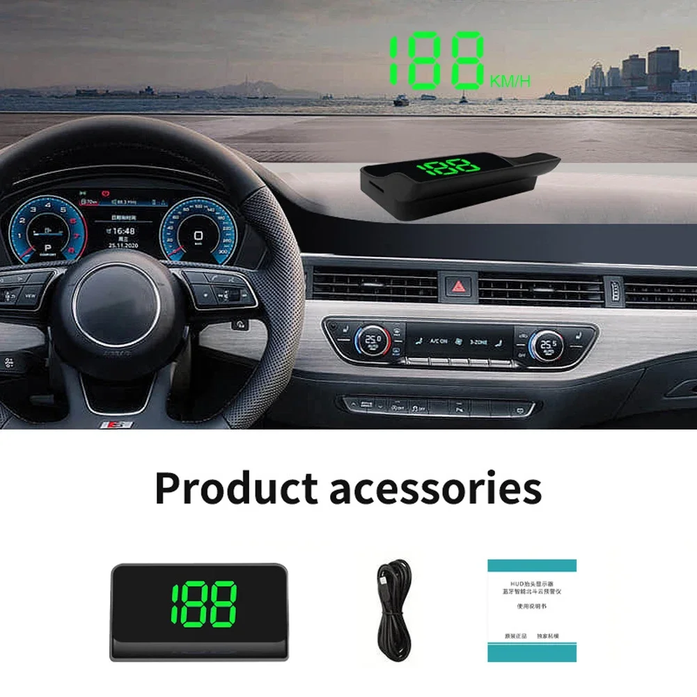 Electronic Head Up Display LED Display Car Digital HUD Plug and Play Windshield Speed Projector GPS Speedometer for Vehicle Auto