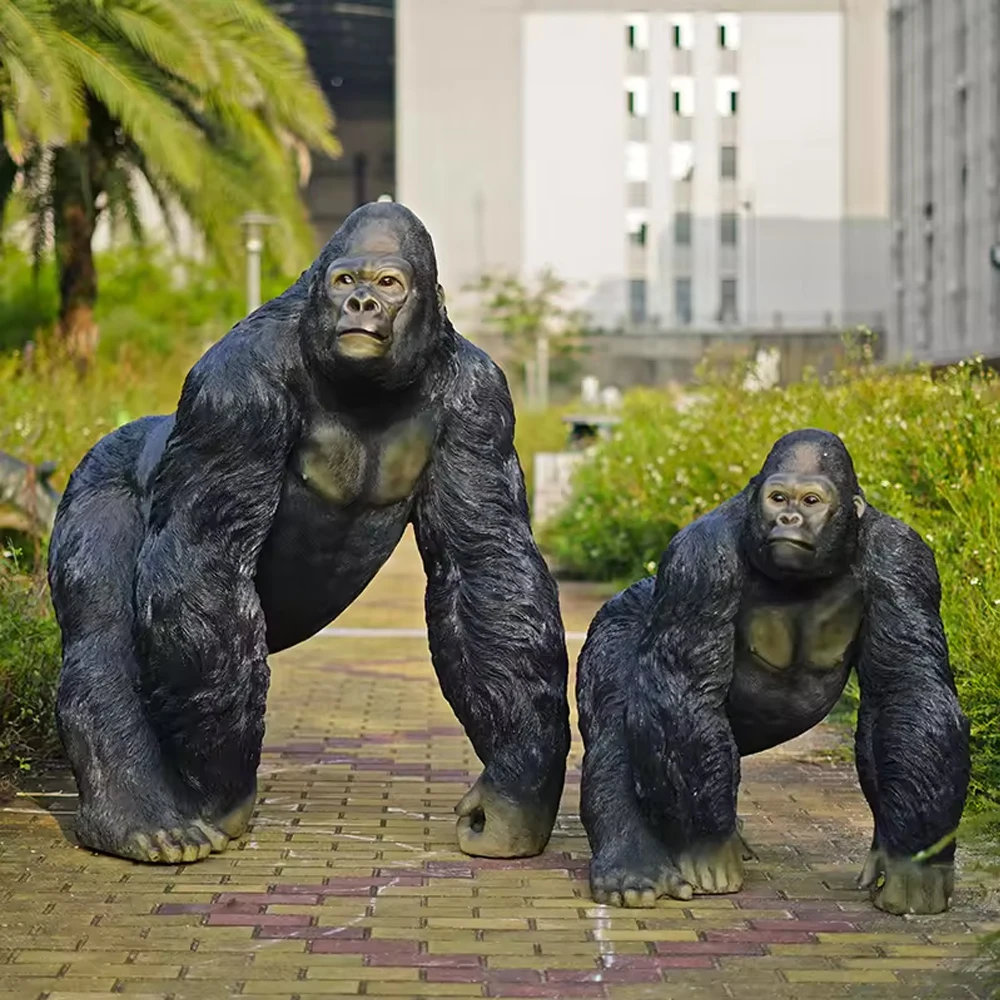 support customized life size animal fiberglass gorilla large size Gorilla statue sculpture for park outdoor garden decoration