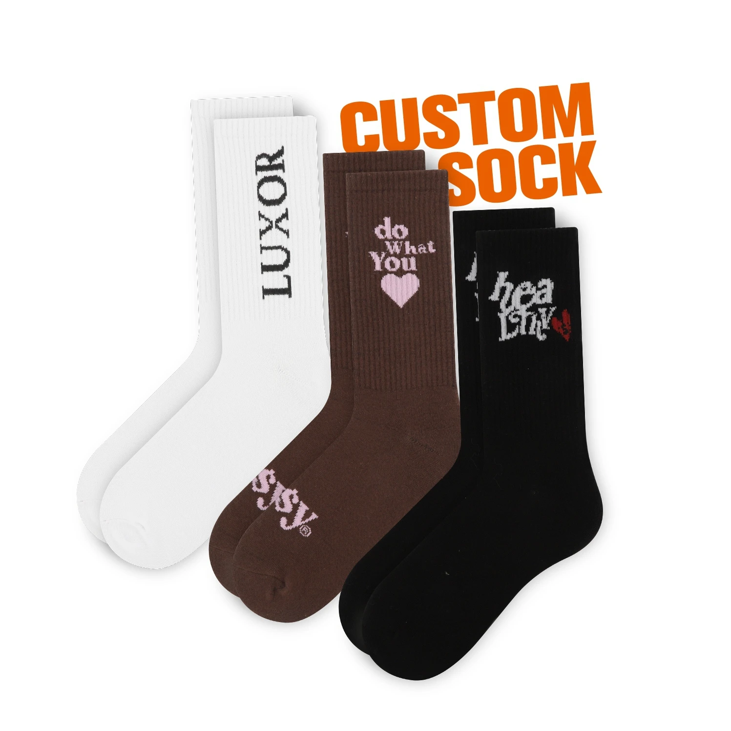 FREE DESIGN & MOCKUP Custom Men Crew Sock Design Your Own Logo Sox Customized Casual Socks