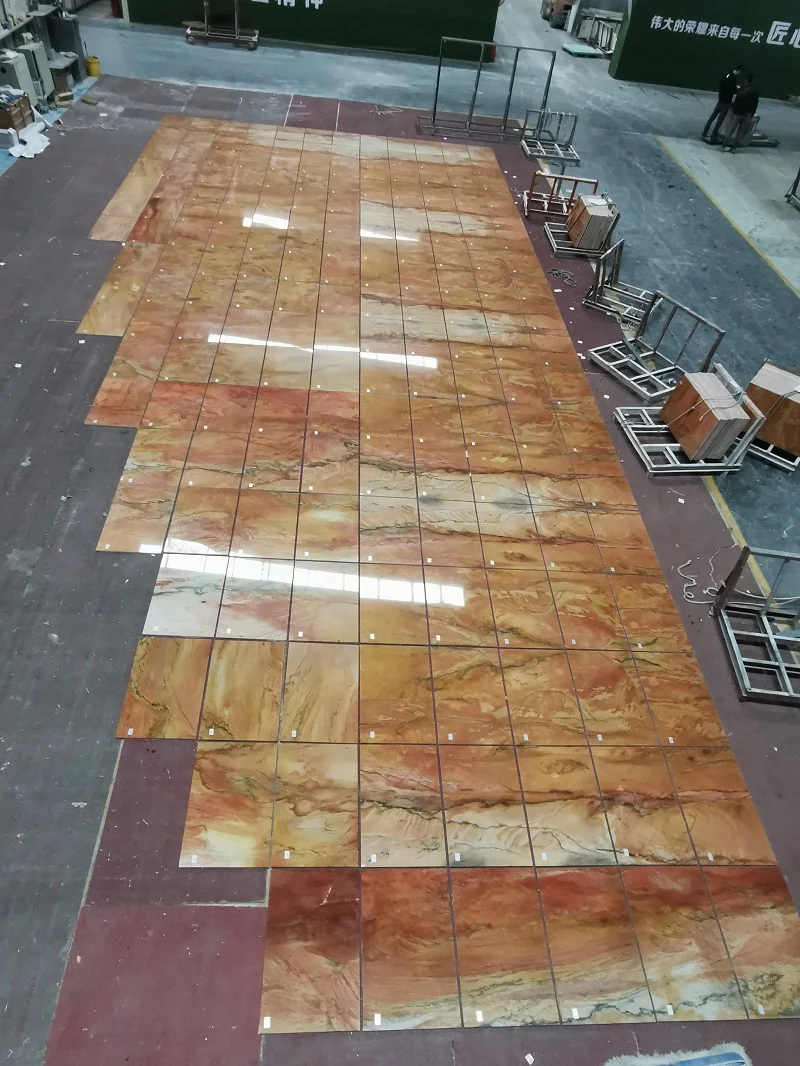 Luxury Polish Yellow Color Marble Rainbow Impression Stone Floor Wall Tiles Prices