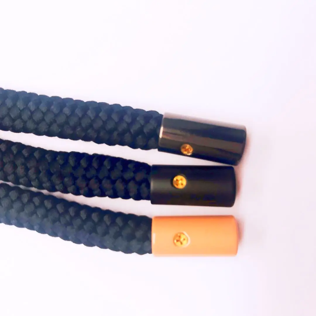 8mm round polyester drawstring cord with screwed metal tips