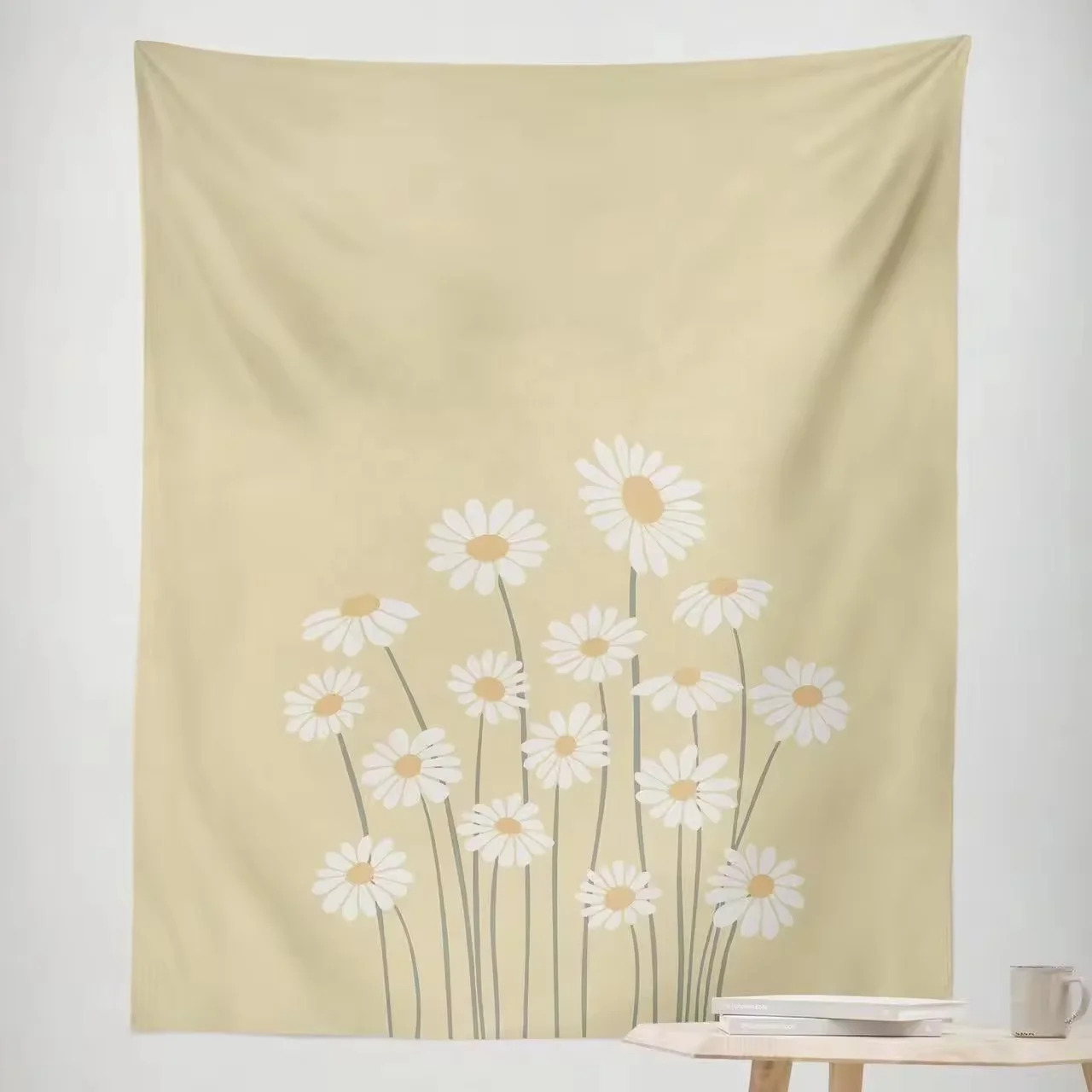 Mandala Tapestry Wall Hanging Bohemian Hippie White Tapestry Sketched Floral Print Tapestries for Home Bedroom Wall Deco