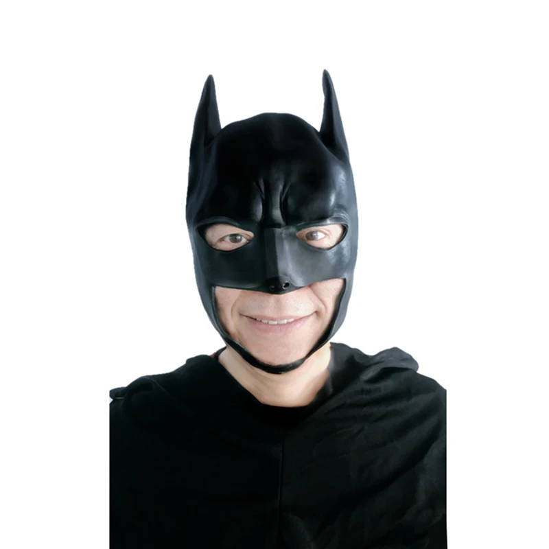 Latex  Mask for Adult Men Superhero Bruce Wayne Dark Knight Helmet Cowl Halloween Costume Movie Cosplay Props