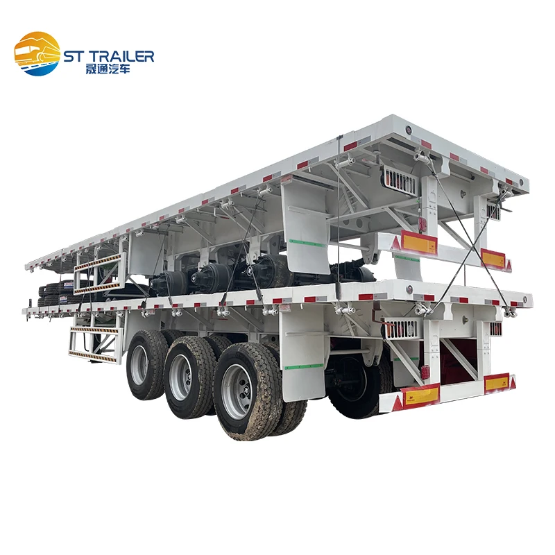 Shipping Container 40 Ft 45 Feet Flat Bed Truck 3 Axle 50 Ton Side Wall Box Flatbed Semi Trailer