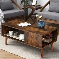 New design wooden coffee table wire coffee table with metal frame living room furniture 2 tier