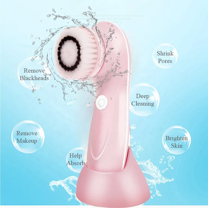 3 Interchangeable Cleaning Heads Waterproof Rechargeable Face Brush Electric Face Cleansing Device