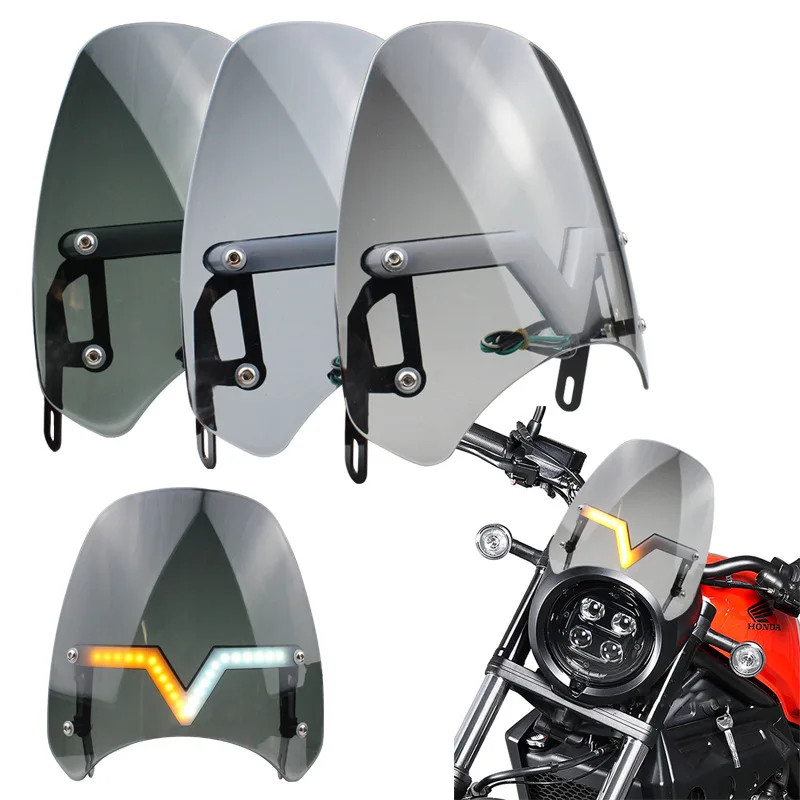 Motorcycle Headlight LED Turn Signals Lights Wind Deflector Windshield