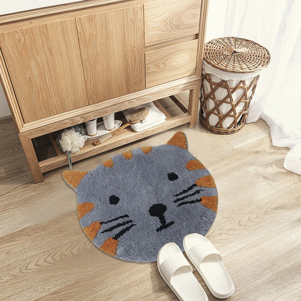 2023 new arrivals custom China Factory Waterproof Cartoon Cat Shape Bathroom Floor Mat Floor Cushion Mat  For Kids Bath Rug