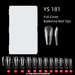 LONG Gel Nail Tips Coffin 504pcs Pre-buff Full Cover Ballerina Nail Tips No Crack No Trace For Nail Extensions