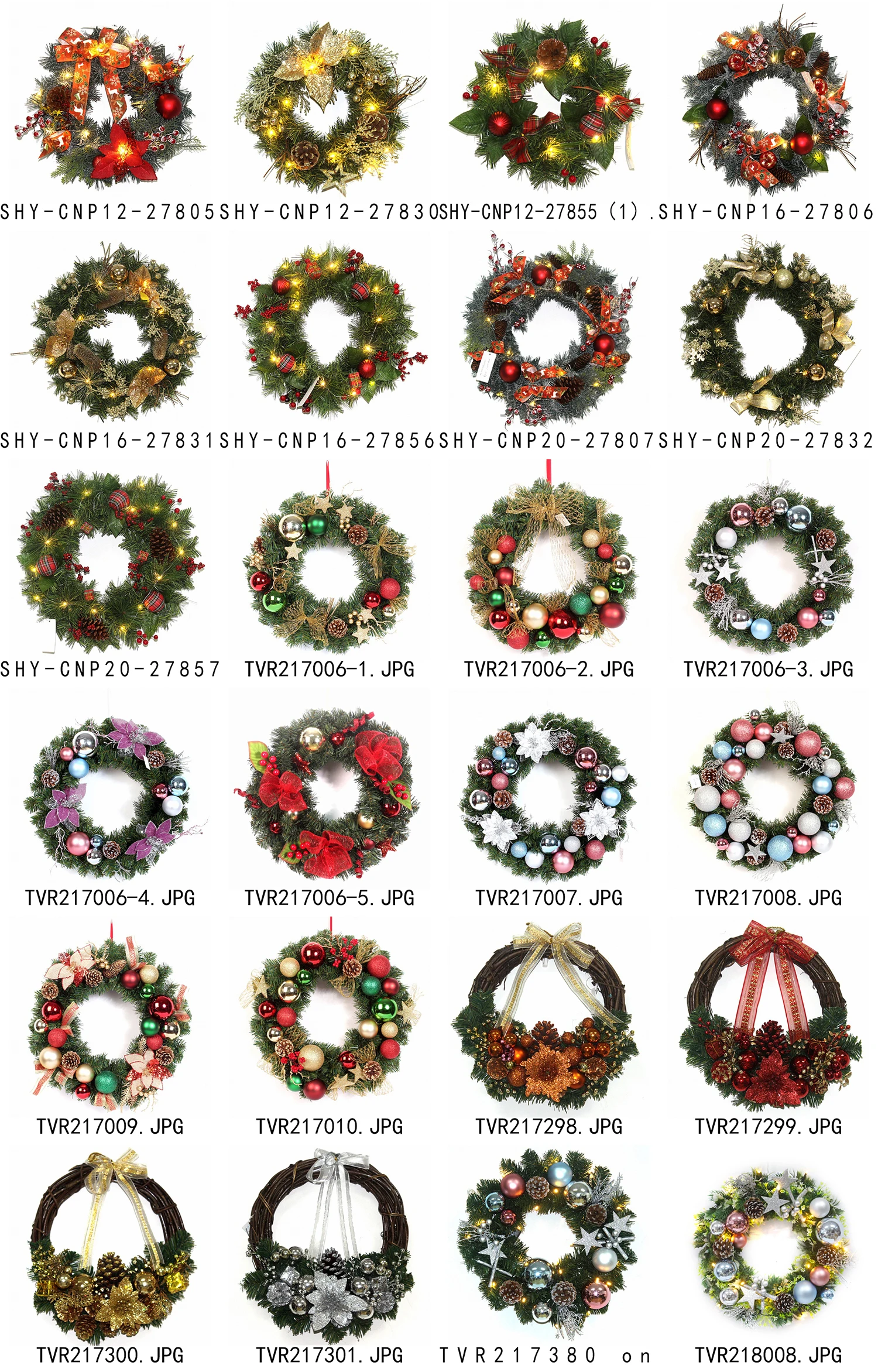 Custom 16 inch Gold pinecone Glitter Branch Christmas Wreath With Lights gold Balls Decorative 40cm Wreath