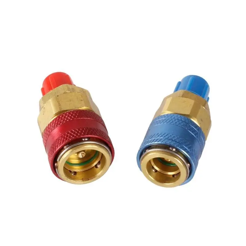 1 Pair Car Quick Coupler Connector H/L Air Conditioning Refrigerant R134A Freon AC Manifold Gauge Connector Professional
