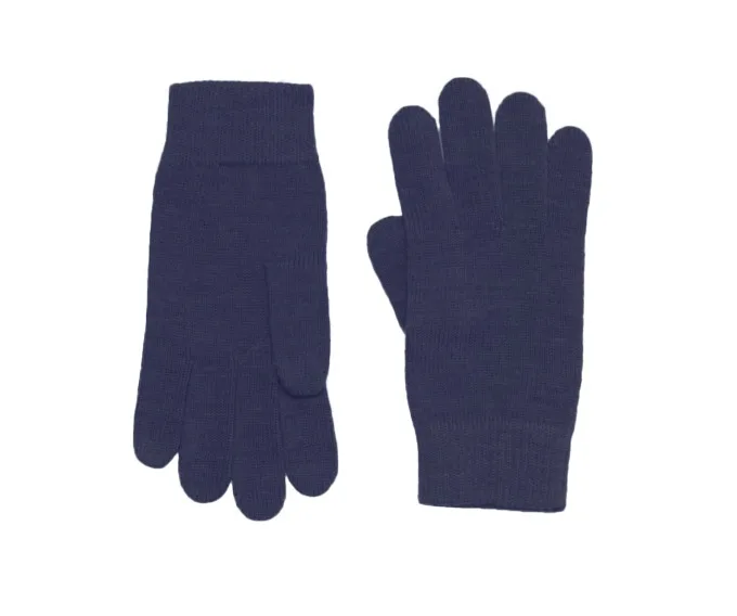 Navy Single Layer Winter Merino Wool Gloves Support Custom Color