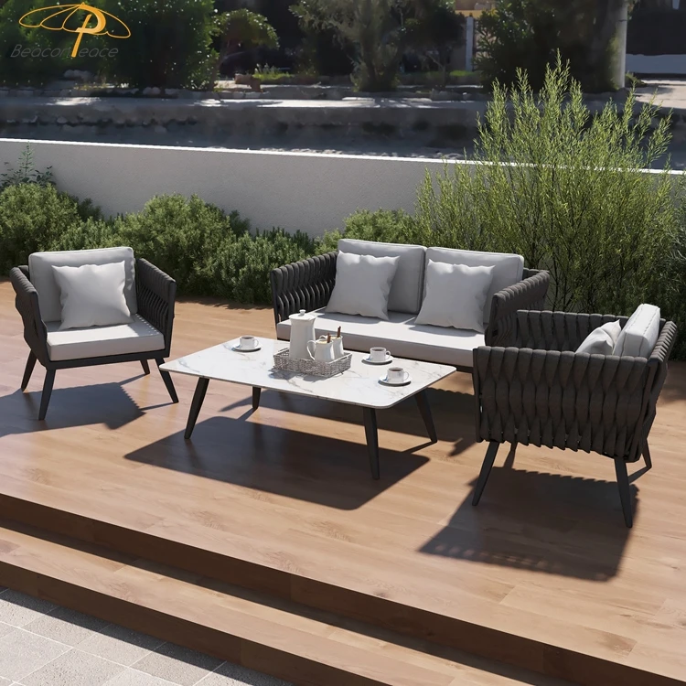 Outdoor Factory Wholesale Rattan Modern Luxury Furniture Most Popular Luxury Patio Restaurant Lounge Rope Sale Garden Furniture