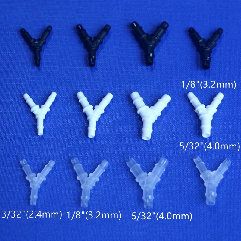JU Plastic Reducing Easy Assembly Hose Barbed 3 Ways Wye Reduction Tube Fitting Barbed Y Shape Reducer Connector