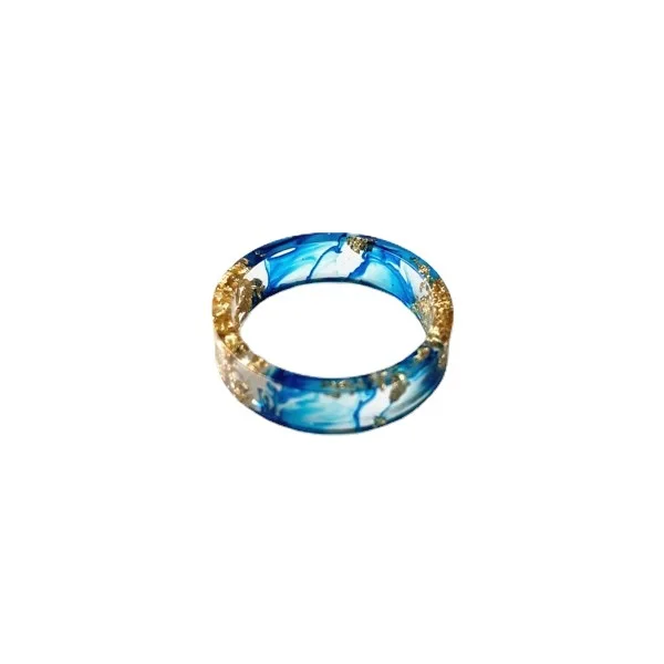 valentines day gift Foreign Trade Department small fresh hand-dried flower gold foil color delicate glue dazzle color resin ring