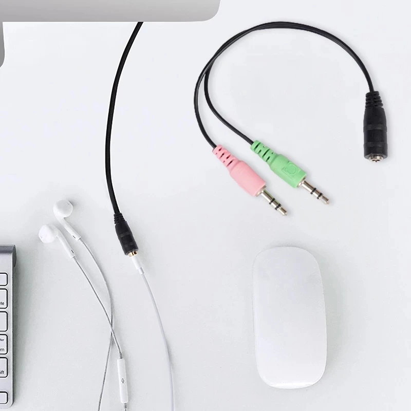Oneodio Headphone Splitter Earphone Adapter Audio 3.5mm Female to 2 Male Jack 3.5 Mic Y Splitter Headset to PC Adapter Aux Cable