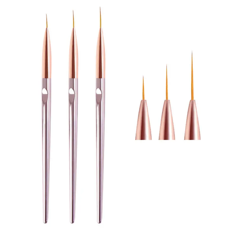 3Pcs French Stripe Nail Art Liner Brush Set 3D Tips Line Stripes DIY Drawing Pen UV Gel Brushes Painting Pen Manicure Tools