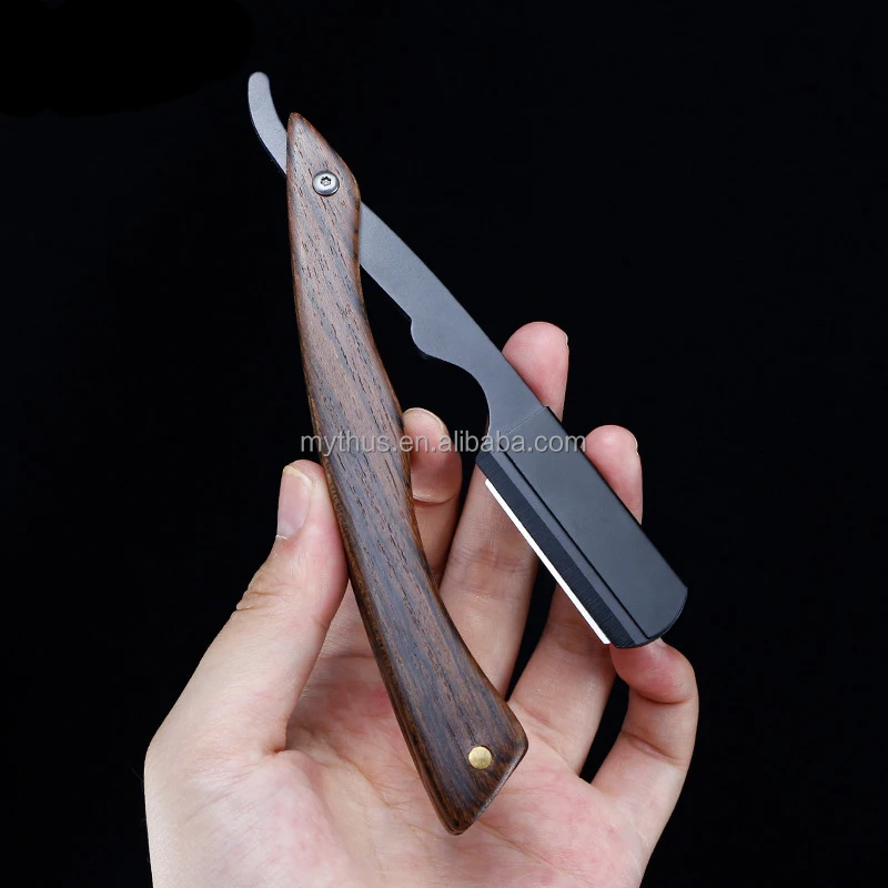 Old Style Beard Shaving Razor Metal Straight Edge Head Wood Handle Manual Barber Shavette Razor Professional Shaving Tools