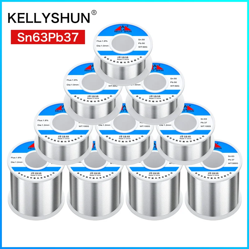 Низкотемпературная температура плавления припоя KELLYSHUN Sn63Pb37 провод высокой чистоты 0,5-2,0 мм с канифольным сердечником Ремонт паяльная Оловянная проволока