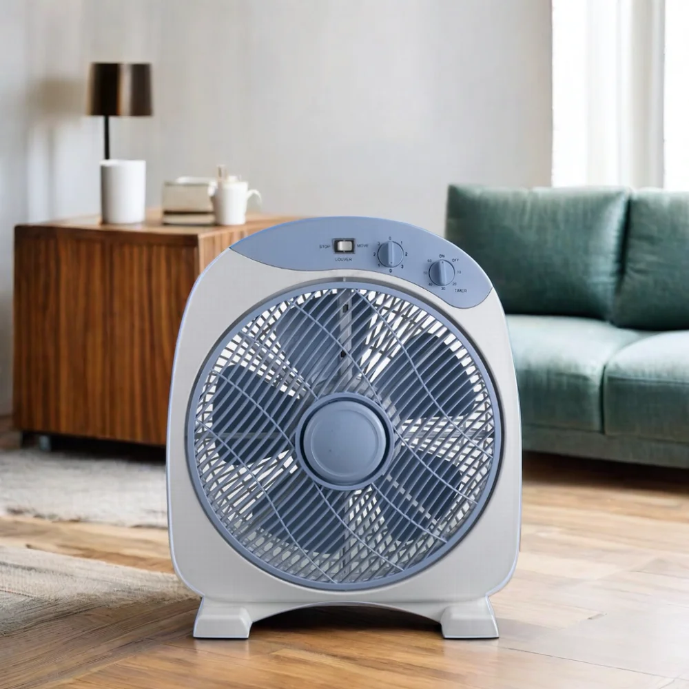 12 Inch 3 Speed 5 Blades 2-Hours Timer High Quality Air Circulating Electric Table Box Fan For Air Cooler