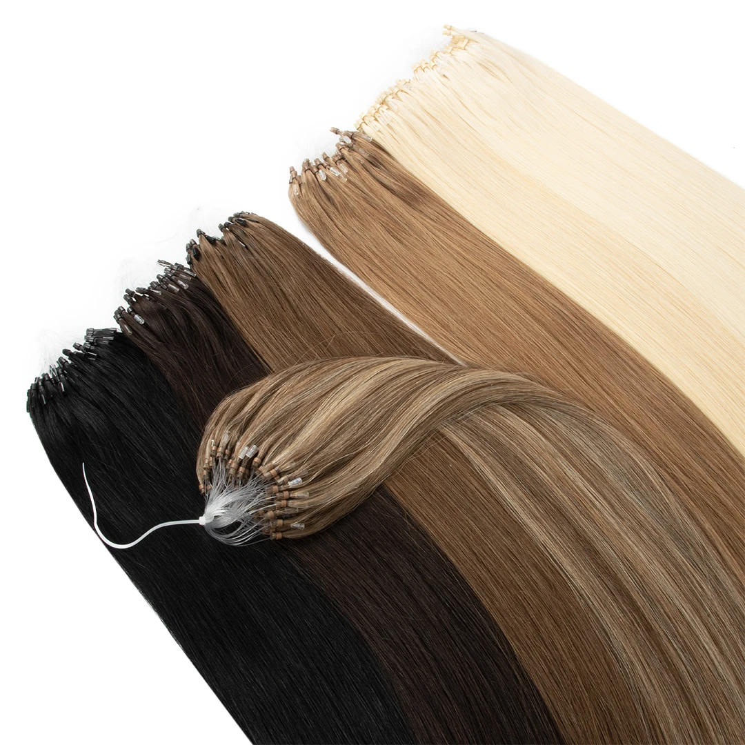 Wholesale high quality 12A grade Russian hair extension micro rings 100g for 100pcs cooper beads micro ring hair extensions loop