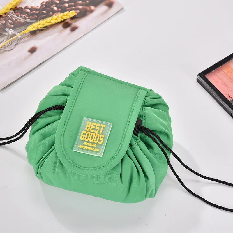 Private label travel large capacity recycled beauty nylon drawstring cosmetic bag makeup bag