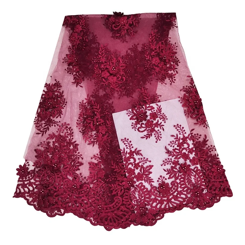 lace fabric manufacturer new sample cheap handmade bead african 3d lace fabric