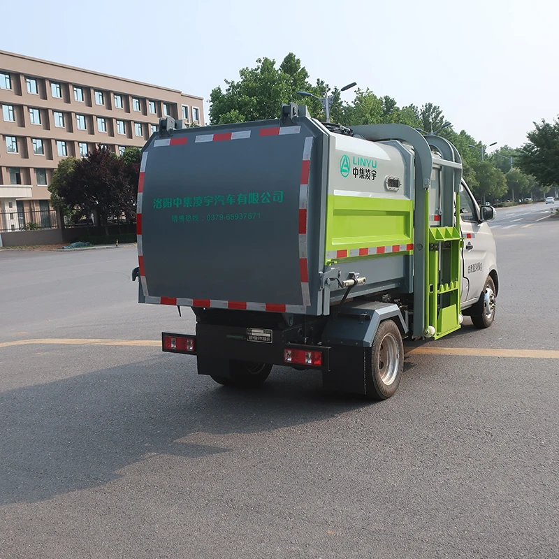 CIMC LINYU Left Loader Compactor Trash Garbage Truck Mini City Garbage Truck Detachable Container Garbage Truck in China