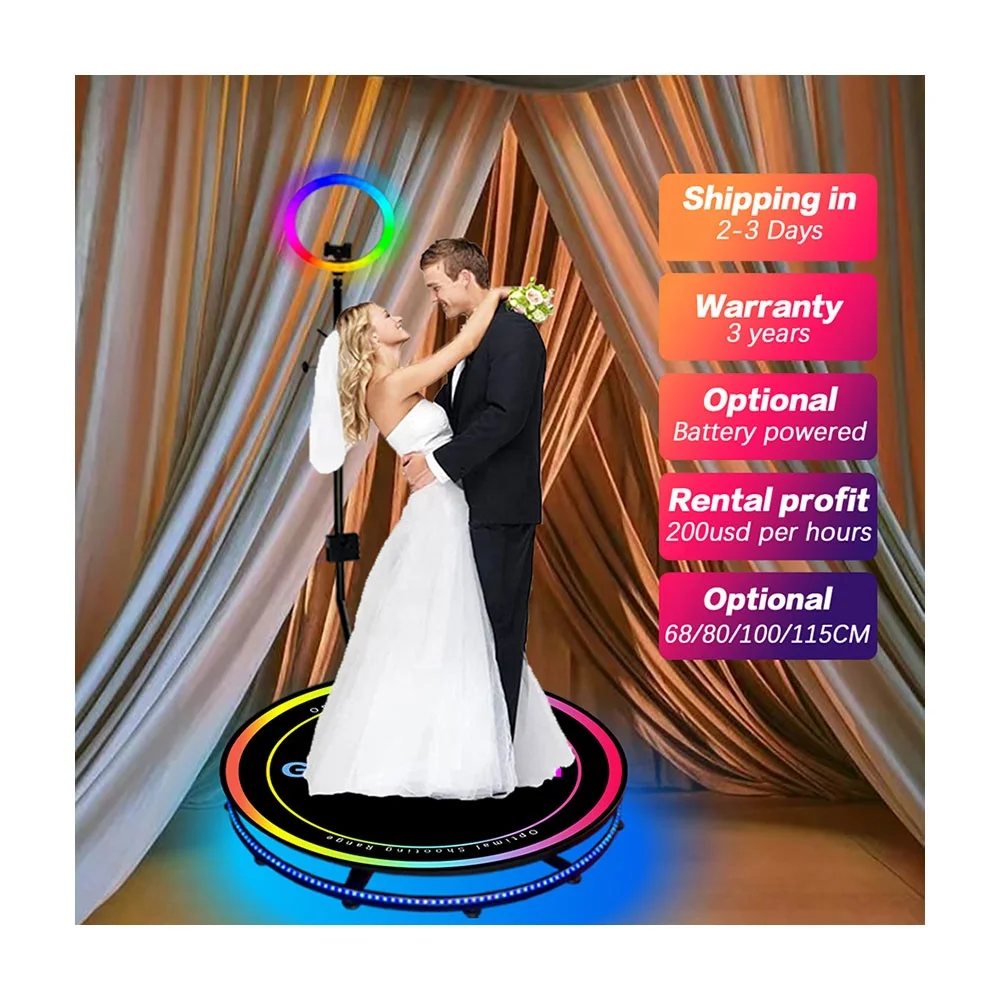 Spin Camera 360 Photo Booth Automatic Slow Motion Rotating Selfie PhotoBooth Video 360 Degrees Set 115cm Machine Party Wedding