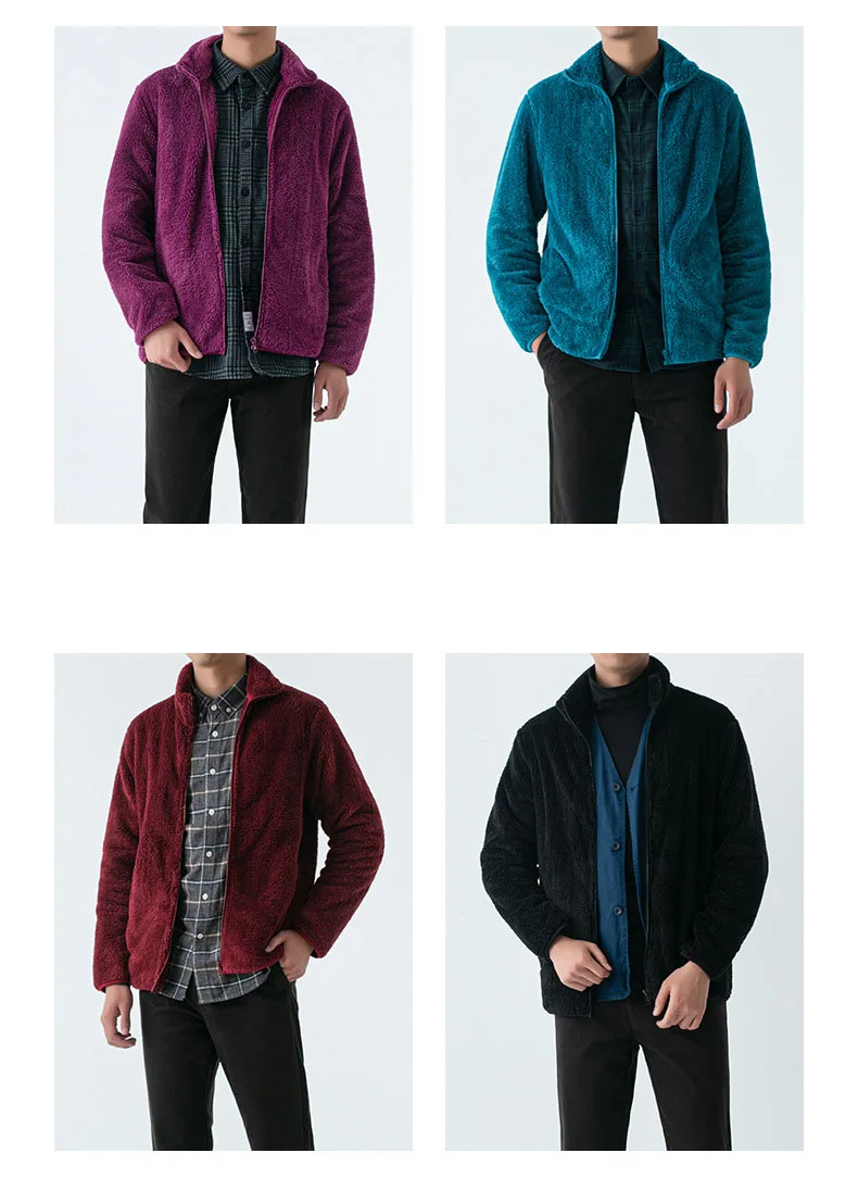 Man Jacket Winter Outdoor Fluffy Full Zip Fleece Sherpa Jacket Thick Unisex Polar Fleece Jacket