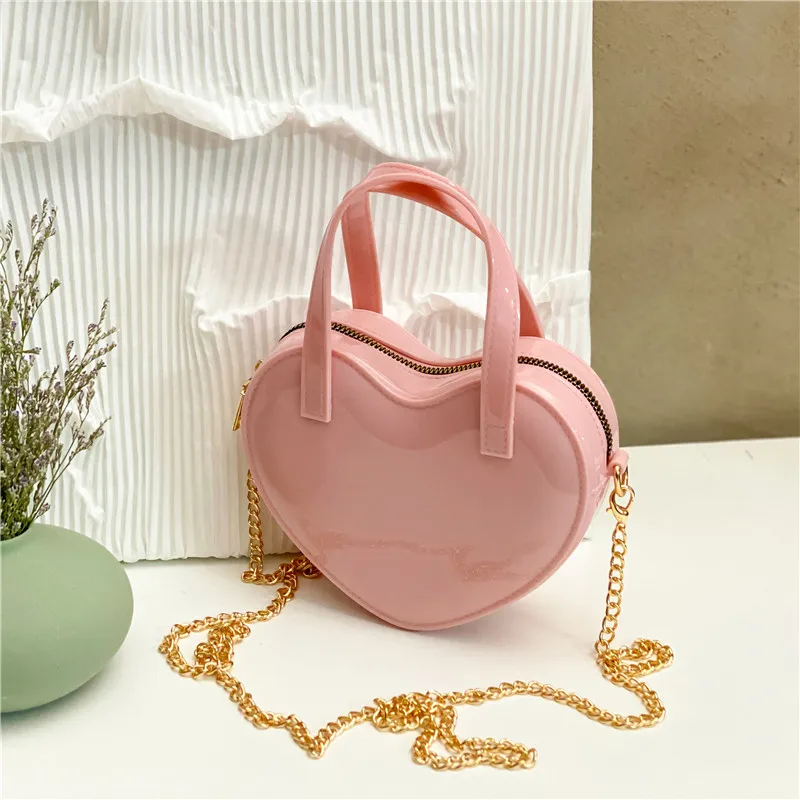 2022 New Trend Less Jelly Portable Diagonal Bag One Shoulder Chain Love Cute Girl Bag PVC Waterproof Wear-resistant Cheap Whole