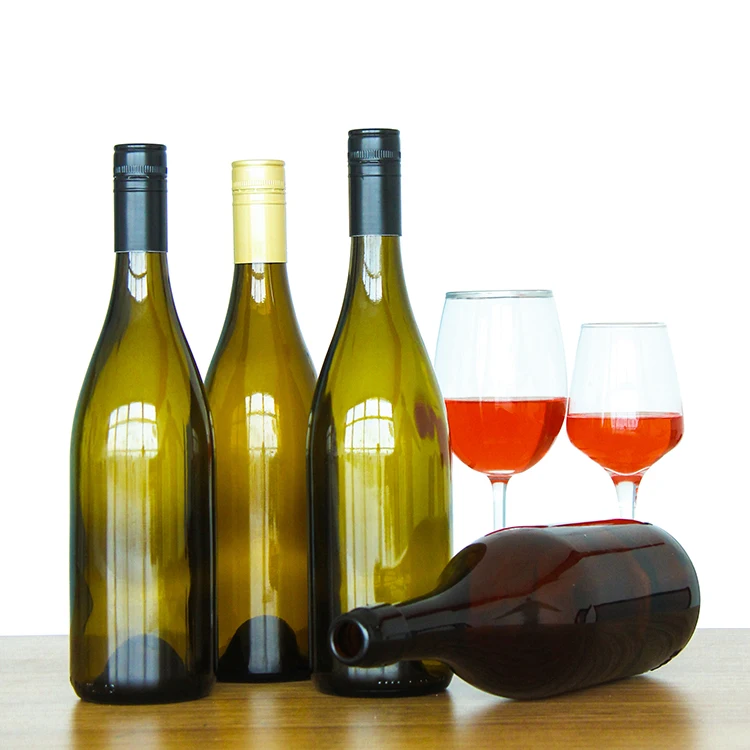 Wholesale Brown Dark Green Wine Bottle 750ml 1000ml California Burgundy Champagne Glass Red Wine Bottle