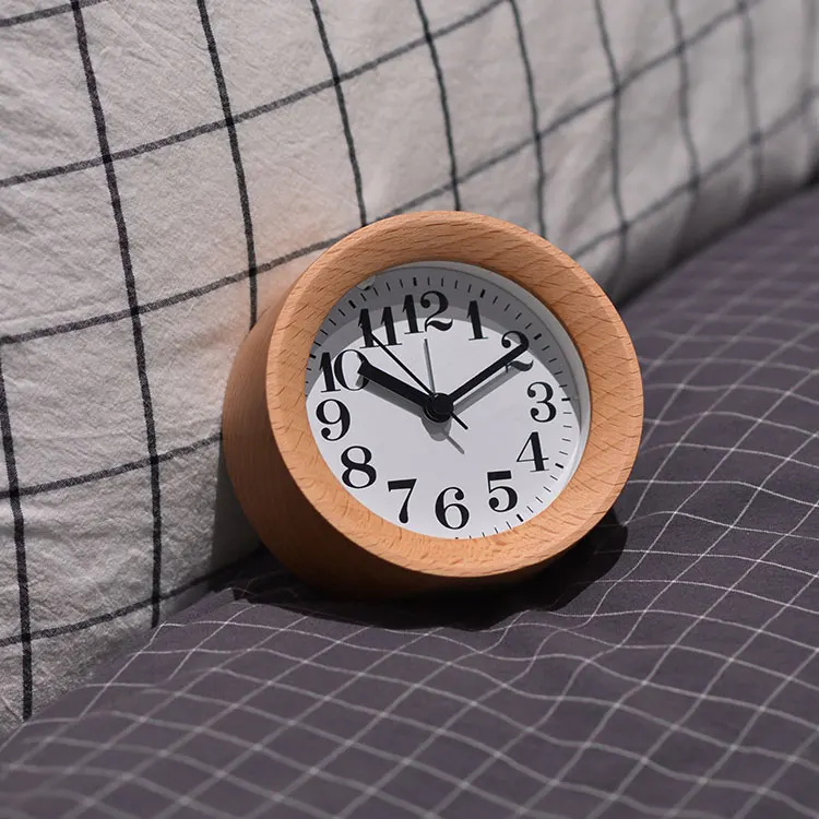  Заводская поставка деревянный бесшумный механизм красивый детский ночник Настольный будильник