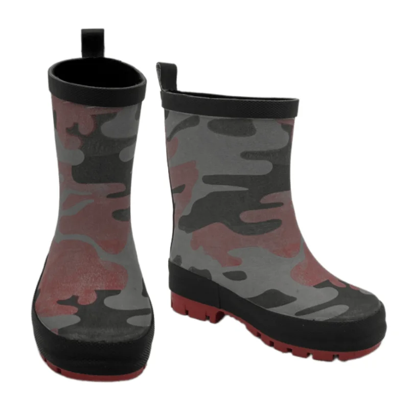 OEM Logo Child Fashion Waterproof Wellington Camouflage Gum Boots Toddler Rubber Rain Boots Unisex