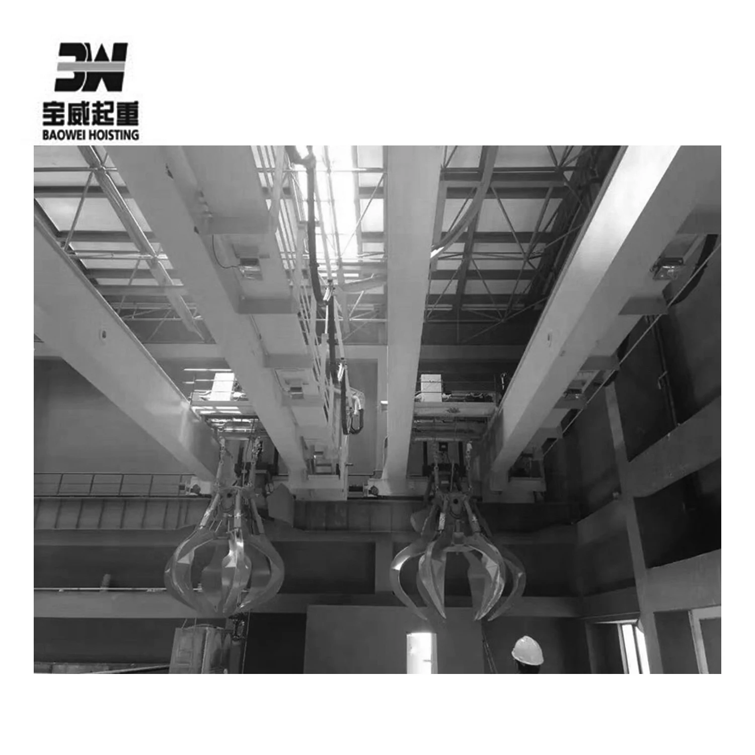 130T waste handling grab bucket overhead crane supplier  used to grab and stack daily domestic waste in incineration plant