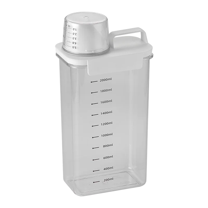 Laundry Detergent Dispenser 1800ml Clear Airtight Washing Powder Dispenser with Cup, Detergent Box for Solid Liquid Washers