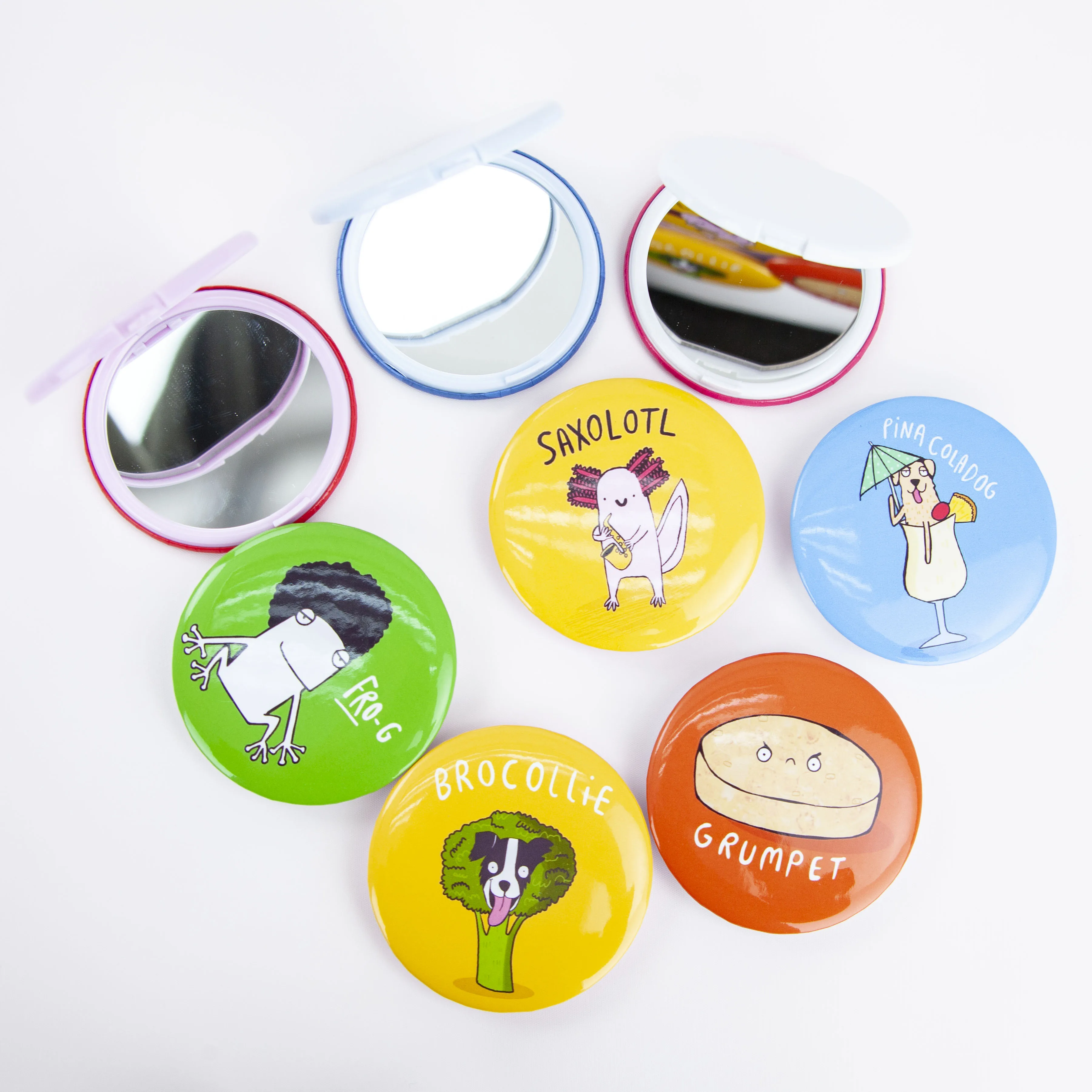 High Quality Factory Price TALENT Round 56mm Compact Mirror Cosmetic Mirror Button Makeup Mirror