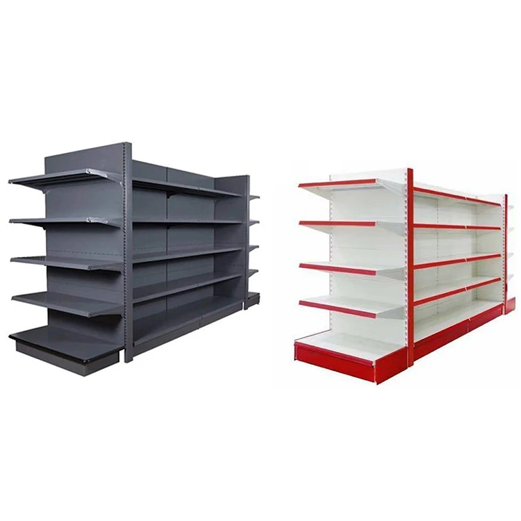 Grocery Store Gondola Shelving Led Lights Black Steel Supermarkets Shelves