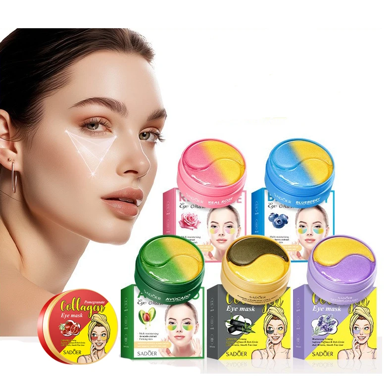 SADOER Gel Pads For Dark Circle Hydrogel Crystal Rose Lavender Avocado Bamboo Charcoal Collagen Organic Eye Mask Under Eye Patch
