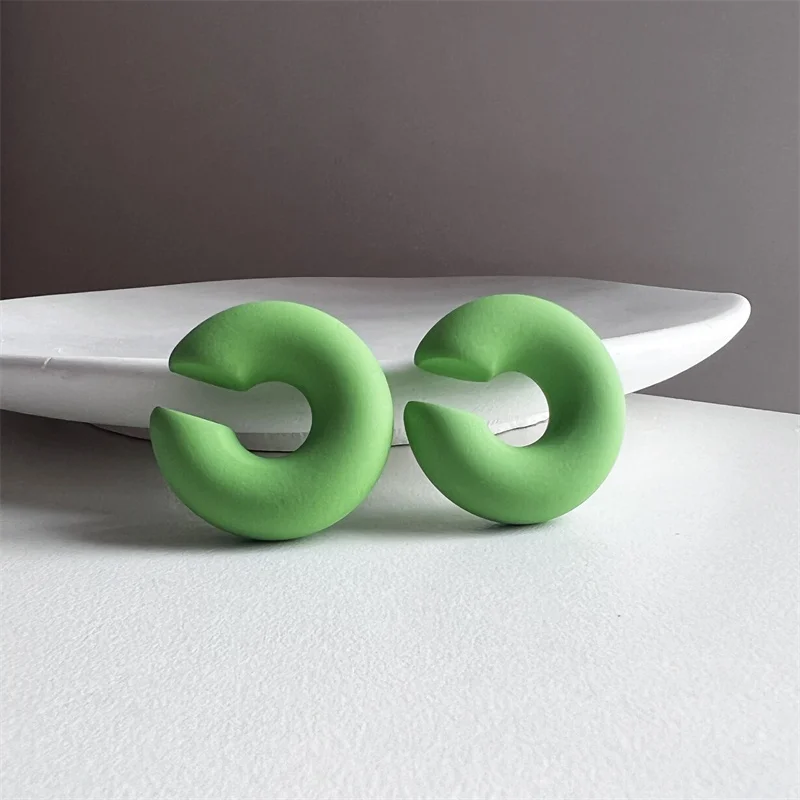 Fashion Korean CC Gradient Texture Dating Cuff Earrings Candy Colorful Cool Boy Party Contrast Acrylic U Shape Ear Clip