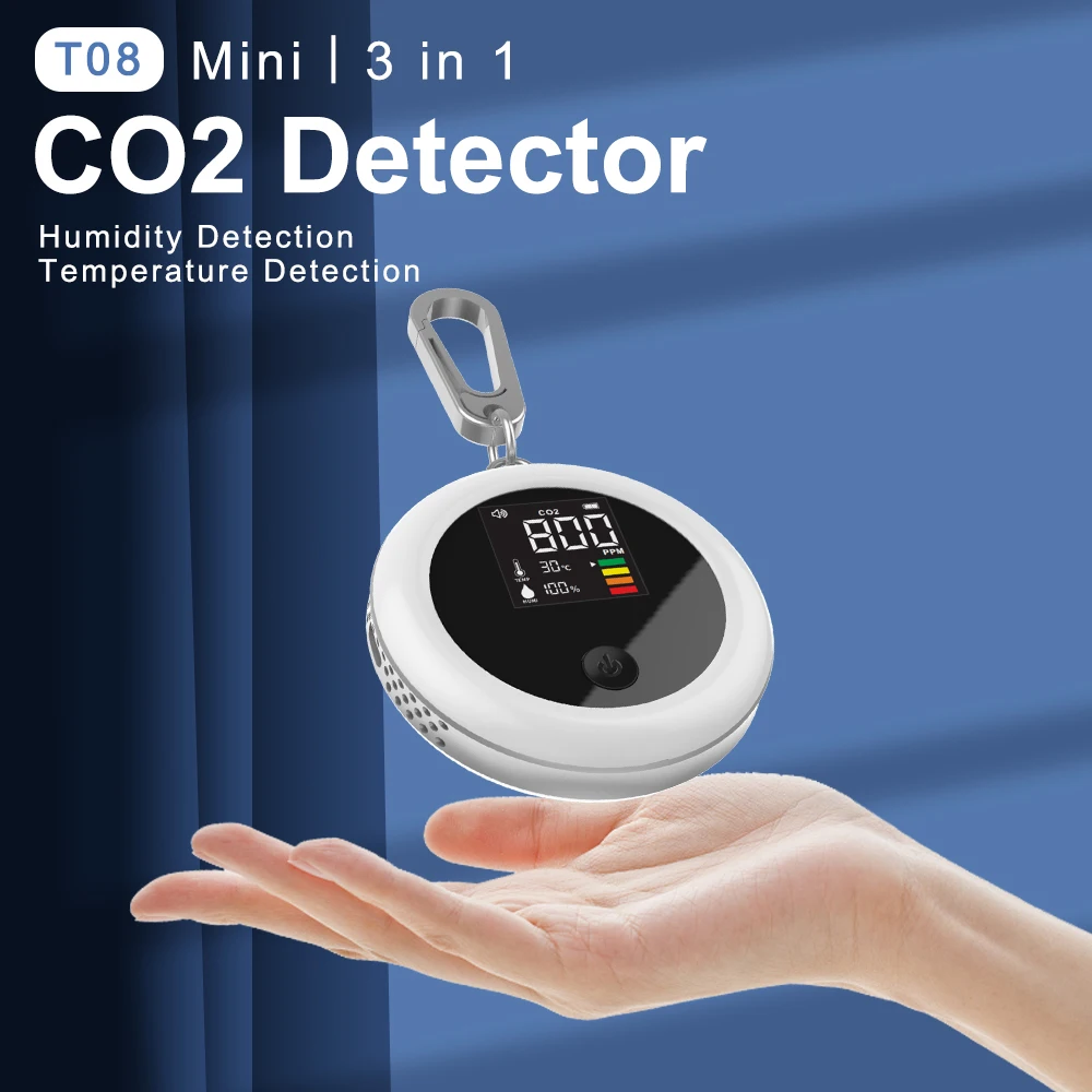 2022 Newest Portable Air Quality CO2 Monitor Tester Carbon Dioxide Detector Temperature Humidity Test Ndir 3 in 1 CO2 meter