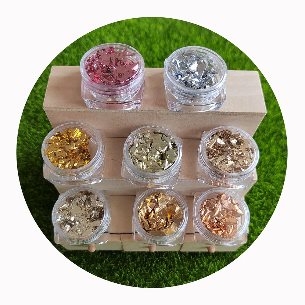 100 Box Foil Flakes Gold Silver Copper Metallic Color Paper Sequins Glitters Confetti for Nail Art Slime Fillers Craft Making